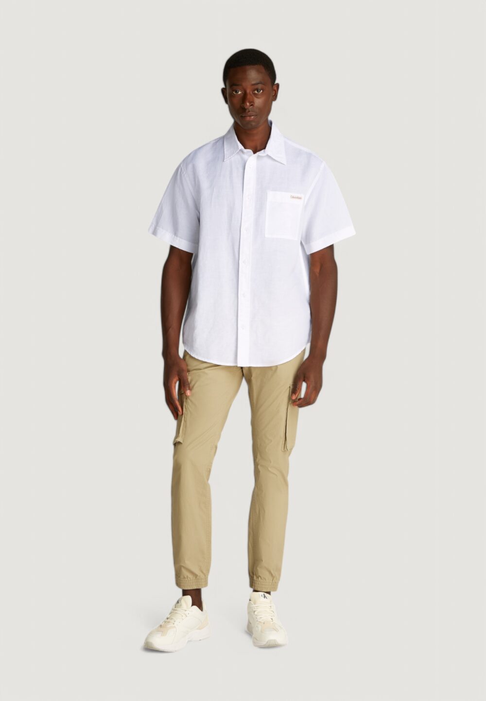 Camicia manica corta Calvin Klein Jeans linen cotton s/s Bianco - Foto 3