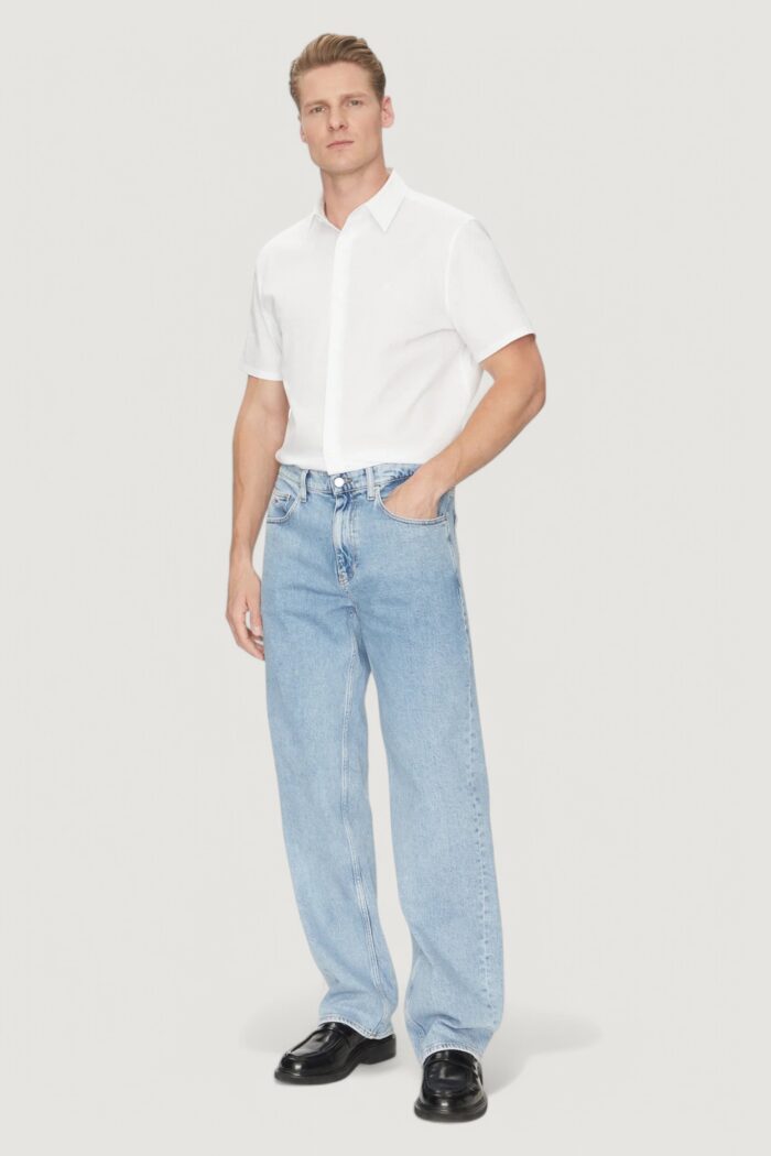 Camicia manica corta Calvin Klein ss solid stretch Bianco
