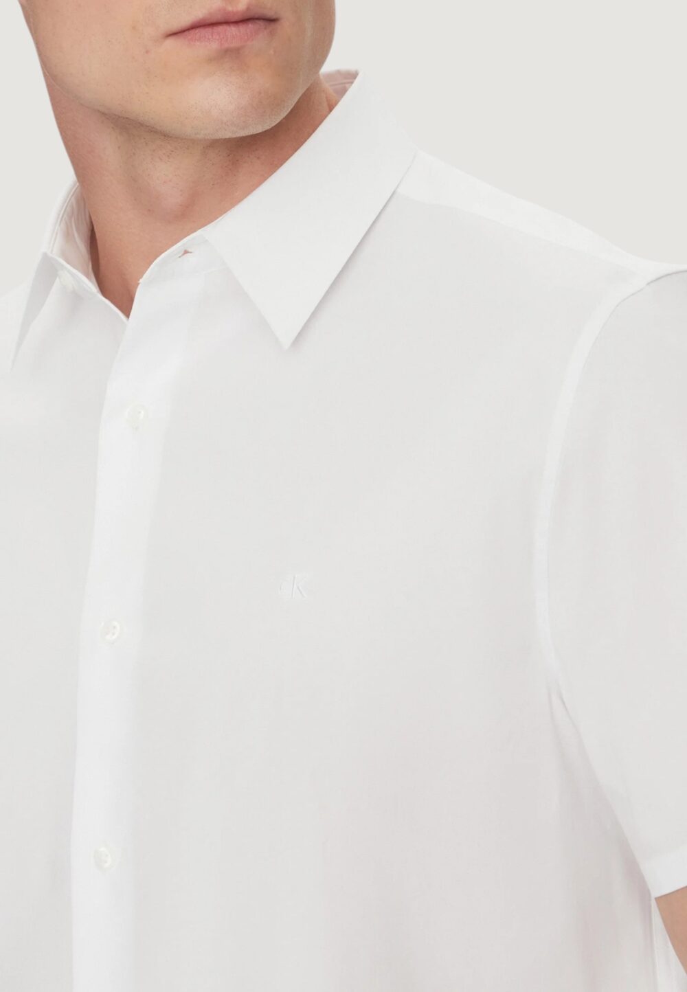 Camicia manica corta Calvin Klein ss solid stretch Bianco - Foto 3