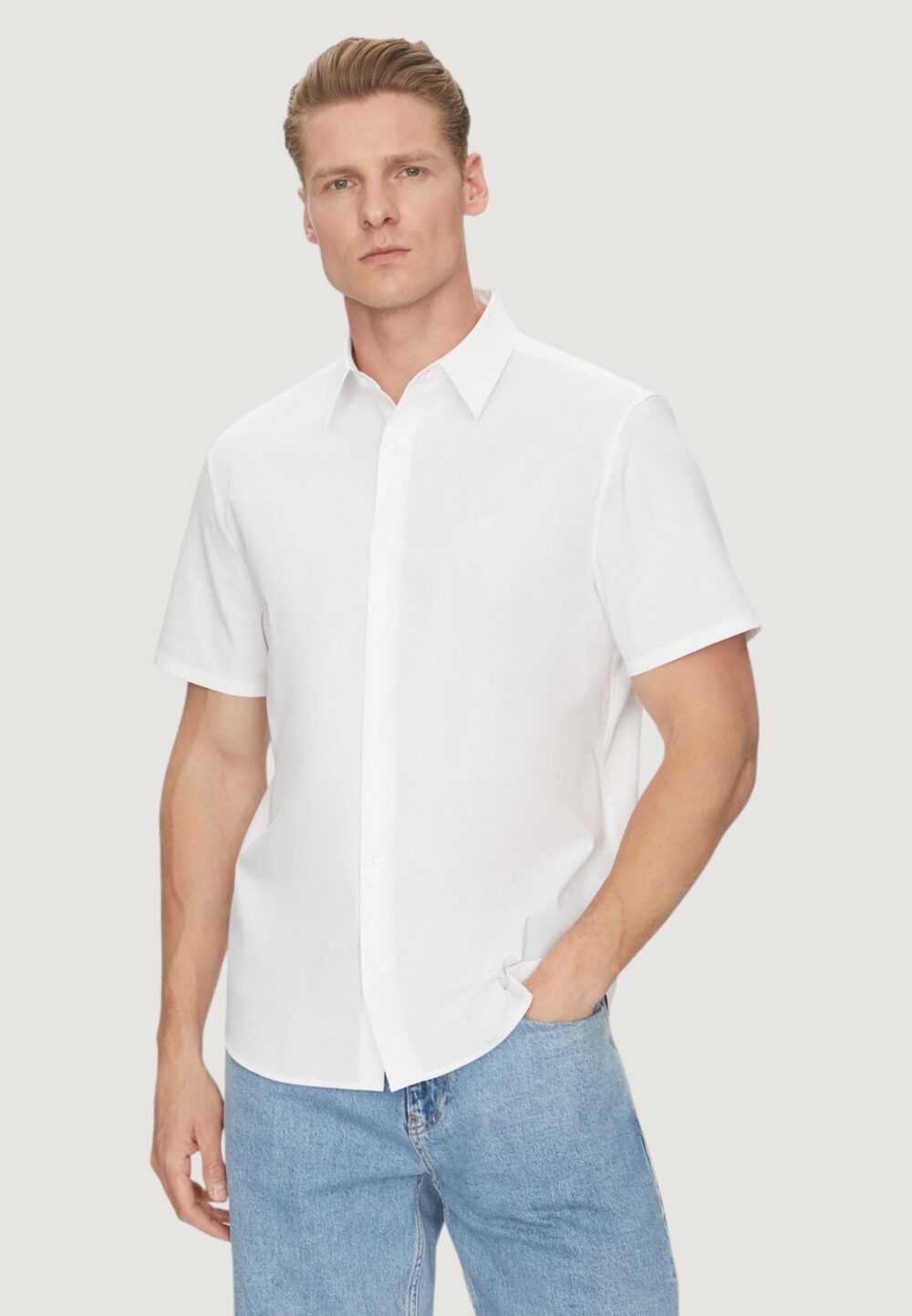 Camicia manica corta Calvin Klein ss solid stretch Bianco - Foto 1