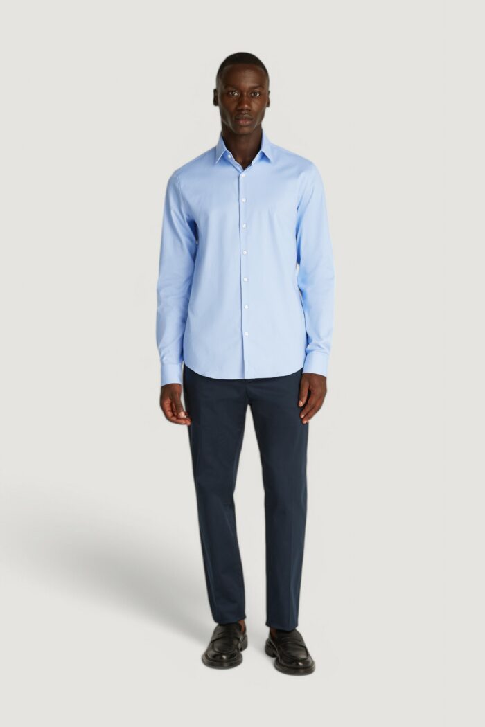 Camicia manica lunga Calvin Klein tonal structure Blu Chiaro