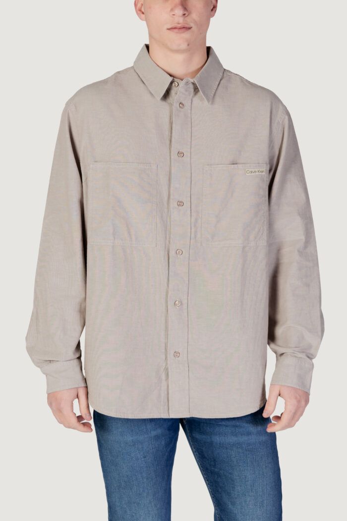 Camicia manica lunga Calvin Klein Jeans chambray Taupe