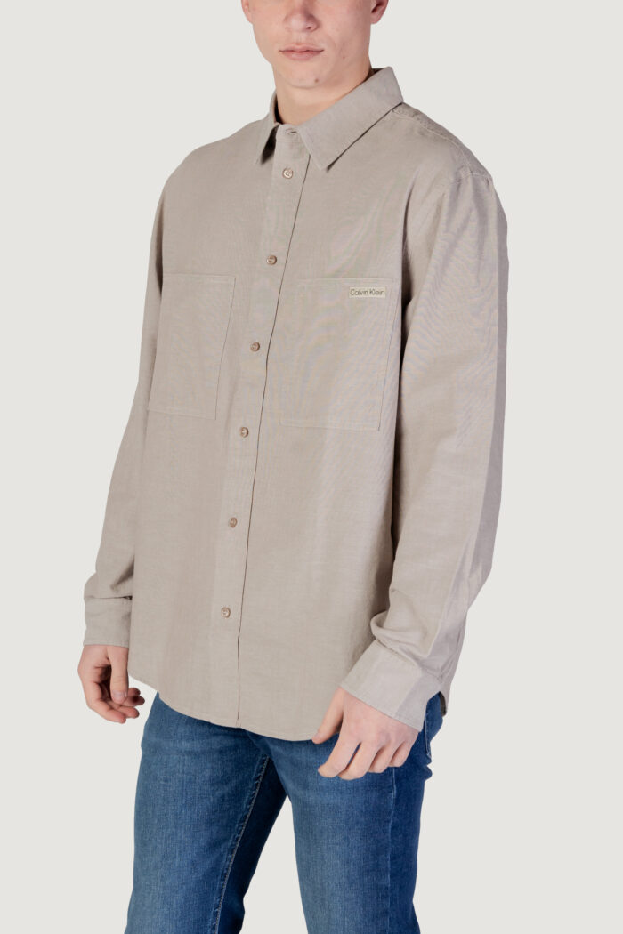Camicia manica lunga Calvin Klein Jeans chambray Taupe