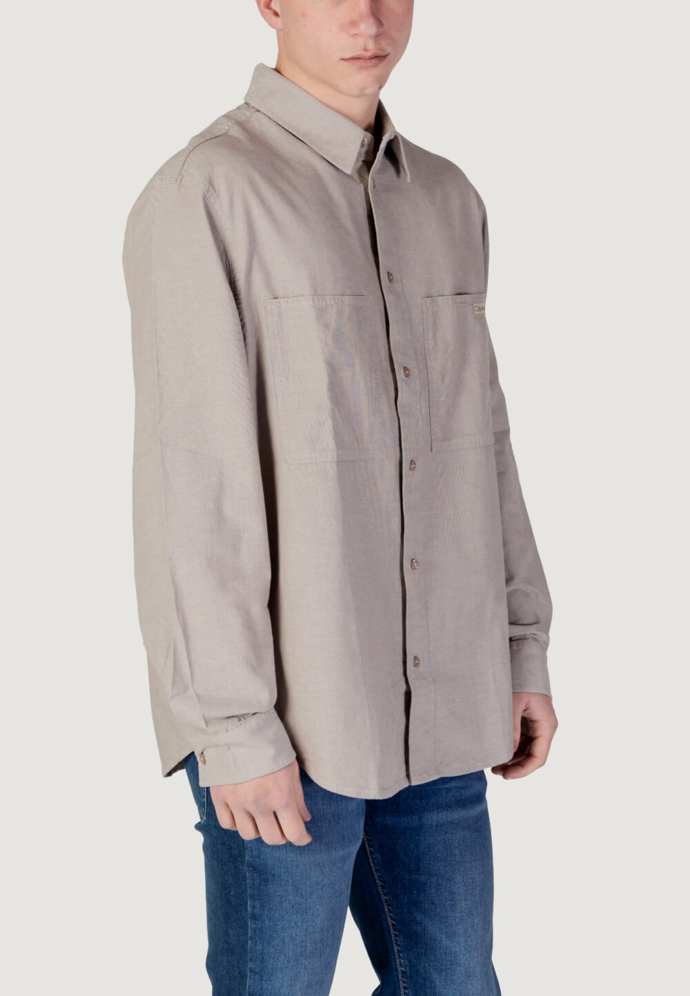 Camicia manica lunga Calvin Klein Jeans chambray Taupe - Foto 3