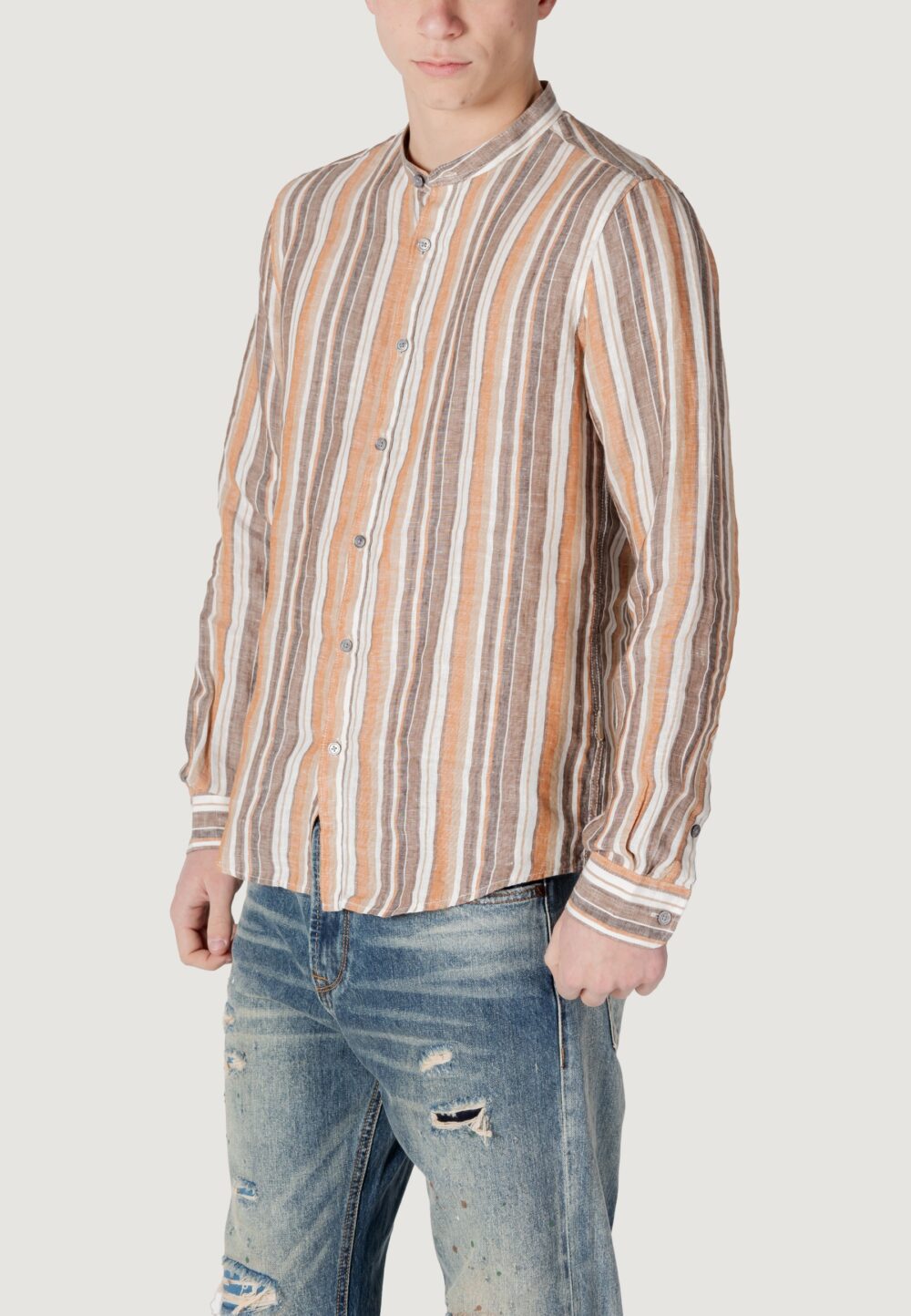 Camicia manica lunga Gianni Lupo Marrone - Foto 4