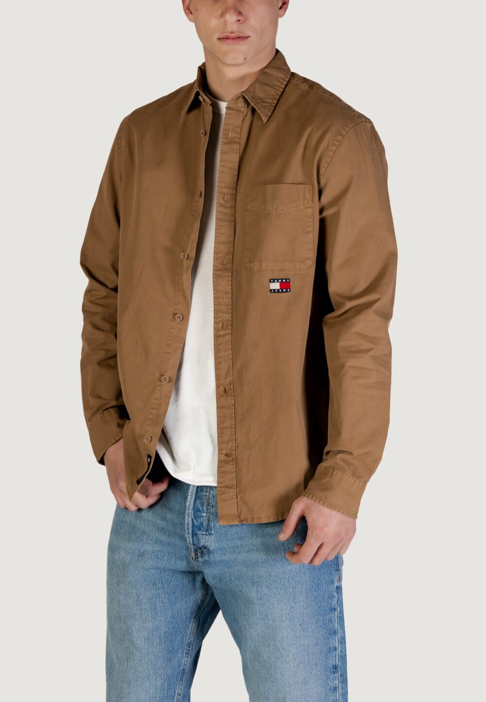 Camicia manica lunga Tommy Hilfiger Jeans tjm reg washed twill Beige scuro - Foto 1