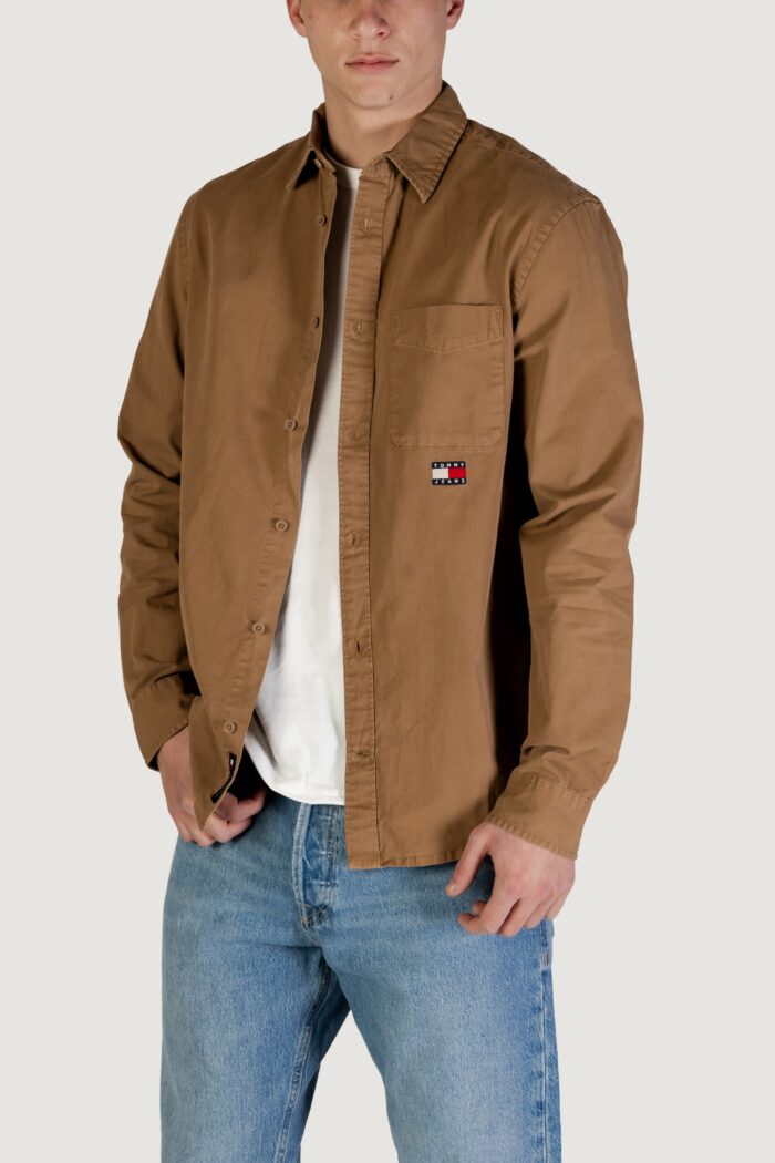 Camicia manica lunga Tommy Hilfiger Jeans tjm reg washed twill Beige scuro