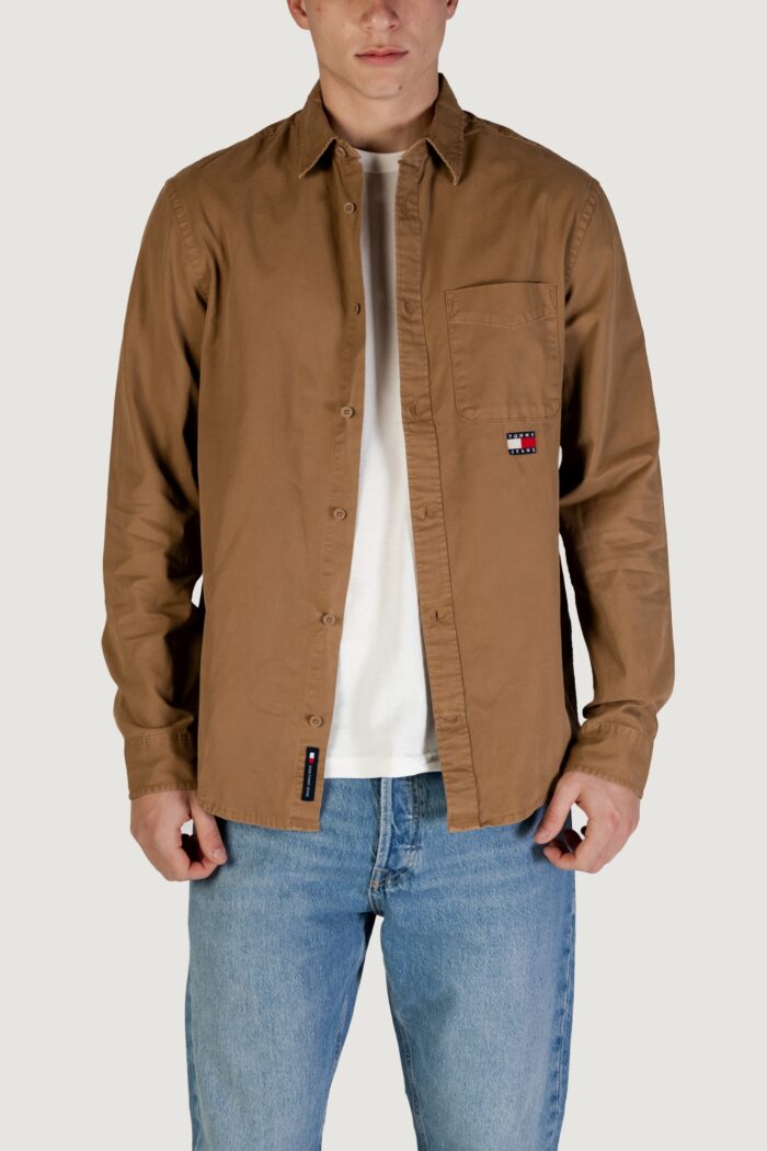 Camicia manica lunga Tommy Hilfiger Jeans tjm reg washed twill Beige scuro