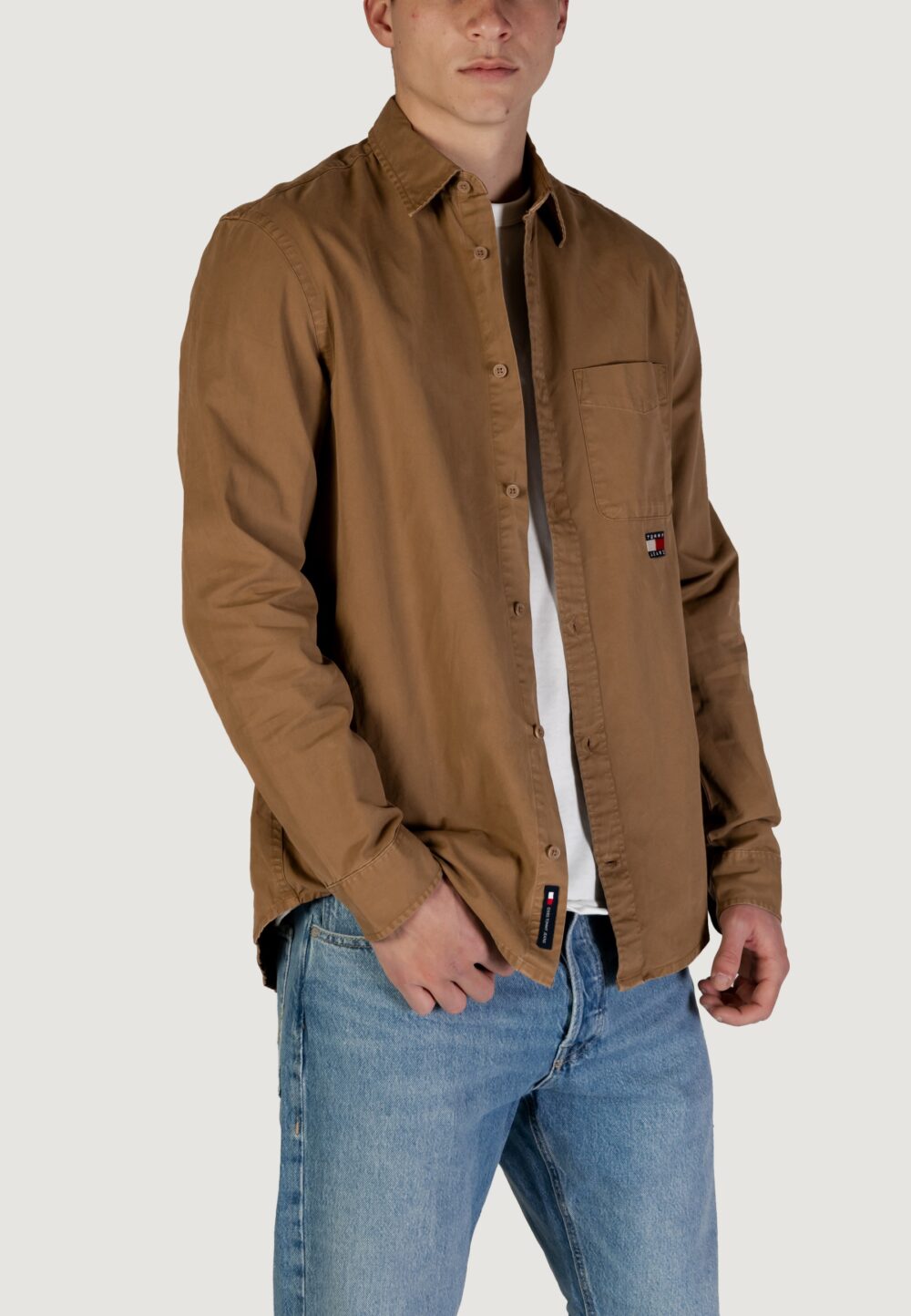 Camicia manica lunga Tommy Hilfiger Jeans tjm reg washed twill Beige scuro - Foto 3