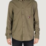Camicia manica lunga Tommy Hilfiger Jeans tjm reg washed twill Verde - Foto 1