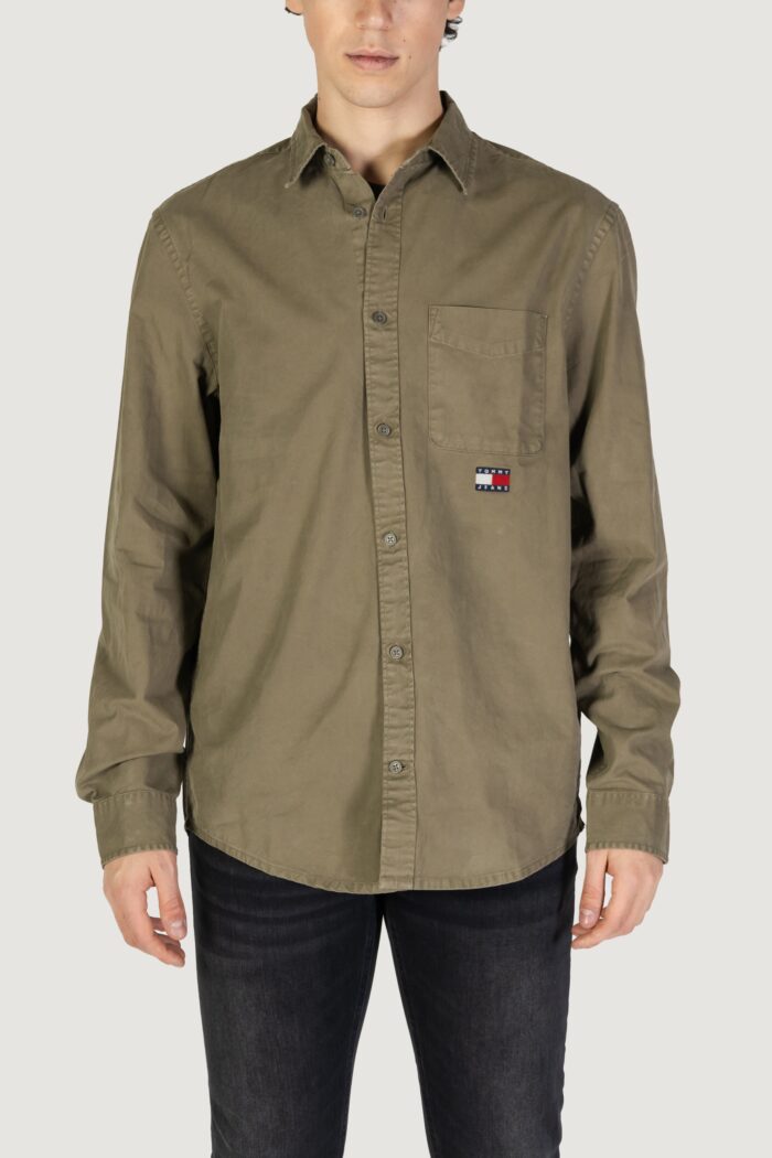 Camicia manica lunga Tommy Hilfiger Jeans tjm reg washed twill Verde