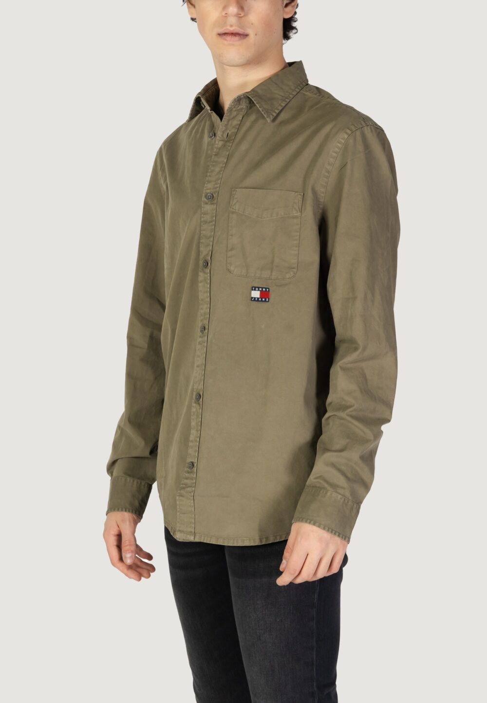 Camicia manica lunga Tommy Hilfiger Jeans tjm reg washed twill Verde - Foto 2