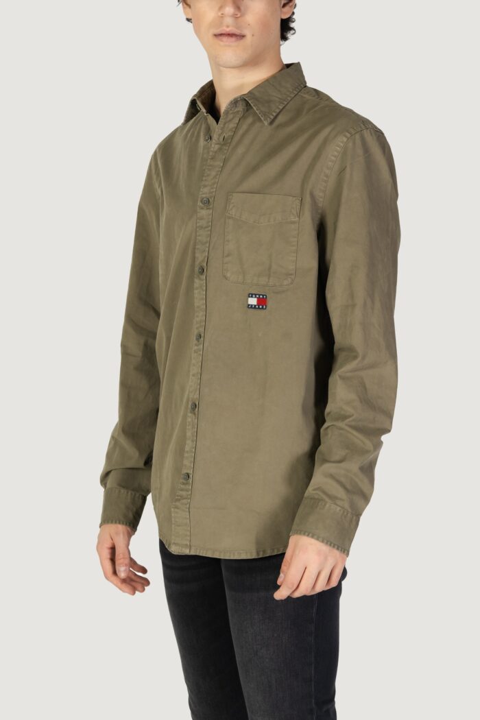 Camicia manica lunga Tommy Hilfiger Jeans tjm reg washed twill Verde