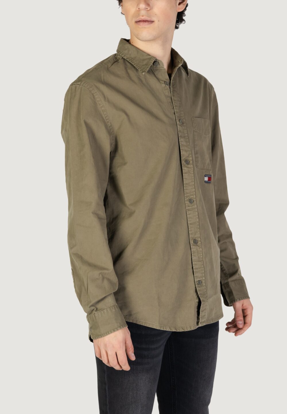 Camicia manica lunga Tommy Hilfiger Jeans tjm reg washed twill Verde - Foto 4