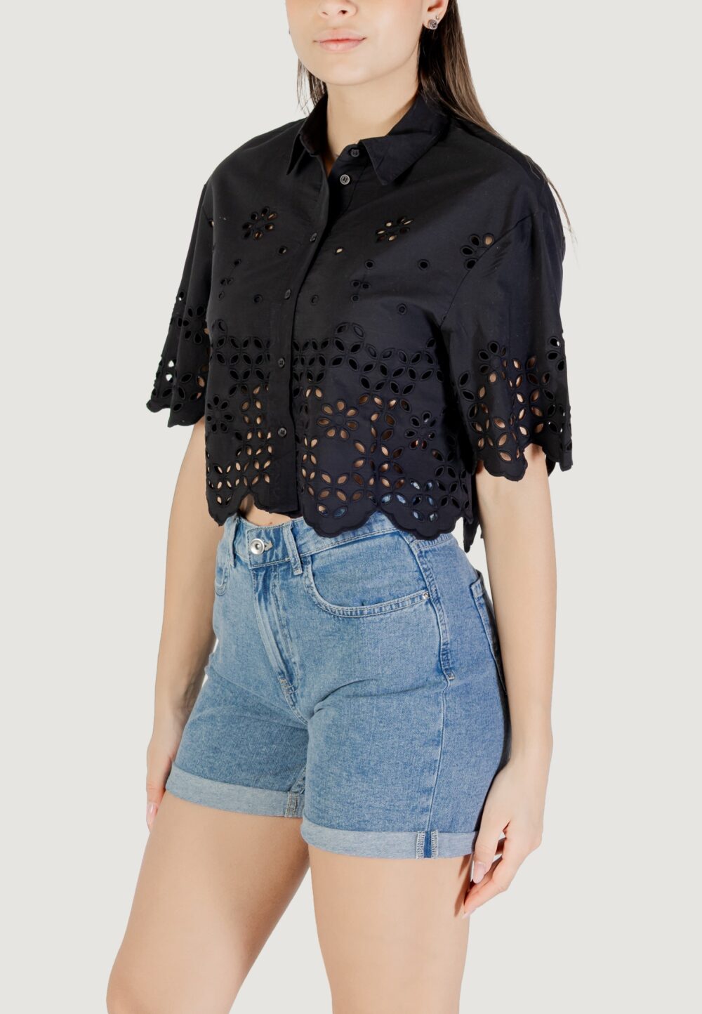 Camicia manica corta Only onlmina life ss boxy shirt wvn Nero - Foto 2