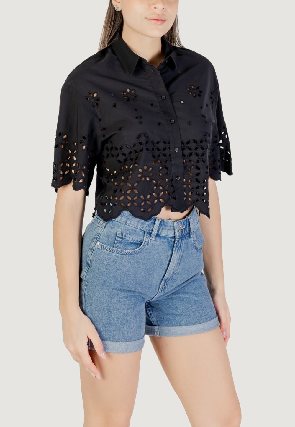Camicia manica corta Only onlmina life ss boxy shirt wvn Nero - Foto 3