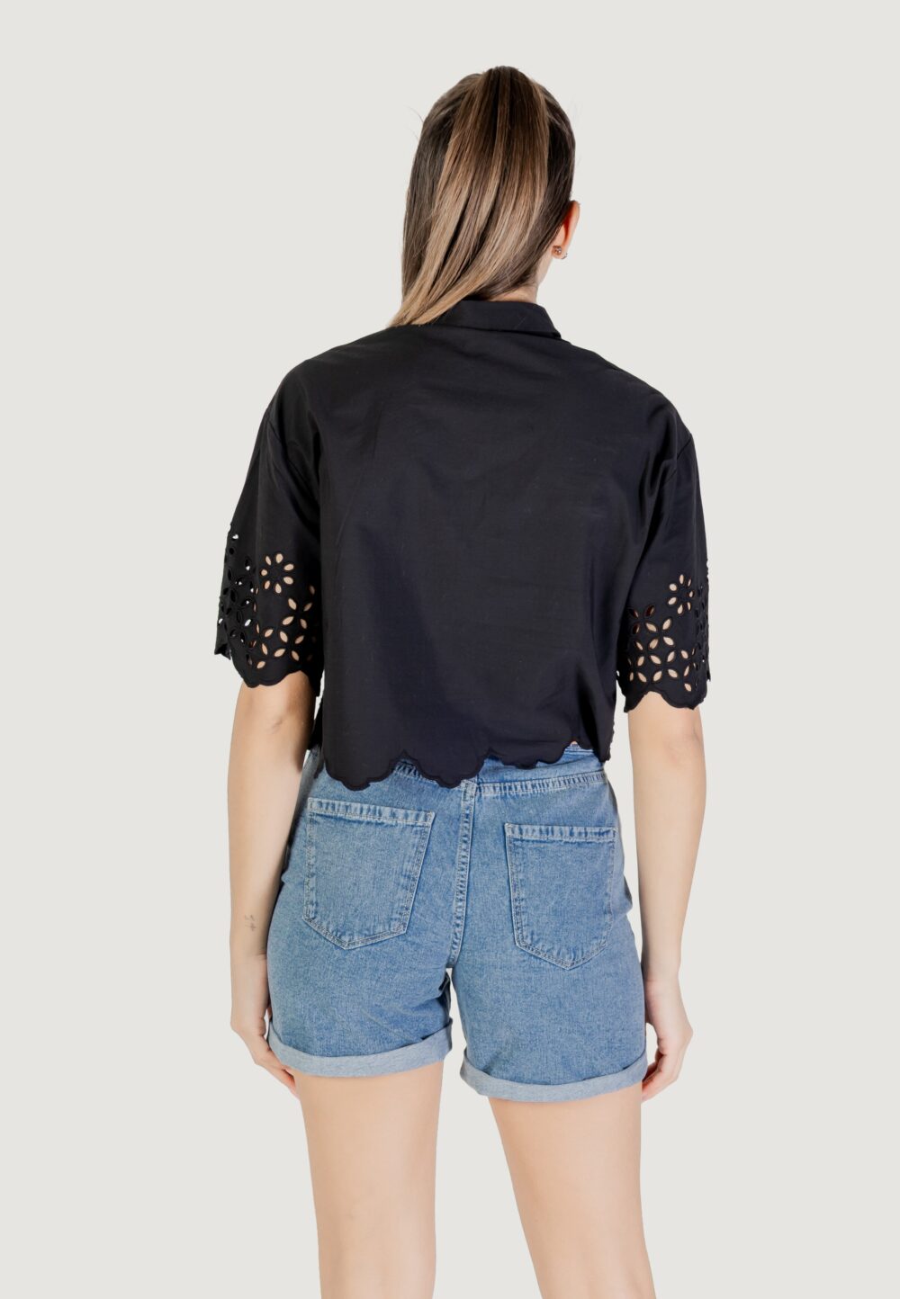 Camicia manica corta Only onlmina life ss boxy shirt wvn Nero - Foto 4