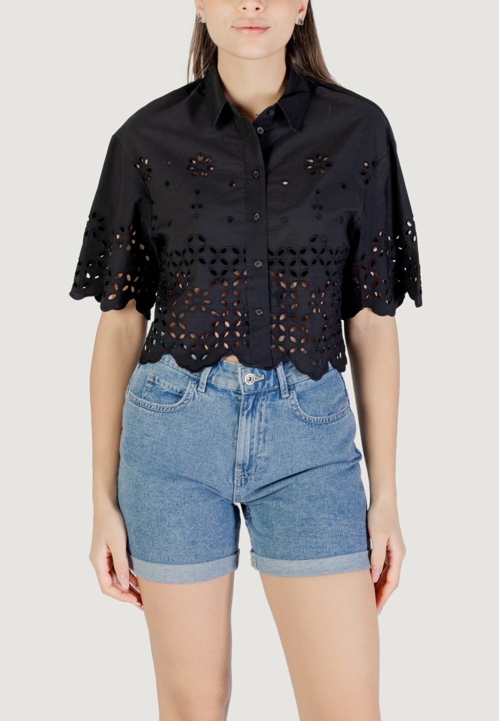Camicia manica corta Only onlmina life ss boxy shirt wvn Nero - Foto 5