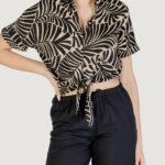 Camicia manica corta Only onlnova life vis s/s knot shirt aop Nero - Foto 1