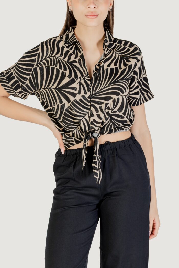 Camicia manica corta Only onlnova life vis s/s knot shirt aop Nero
