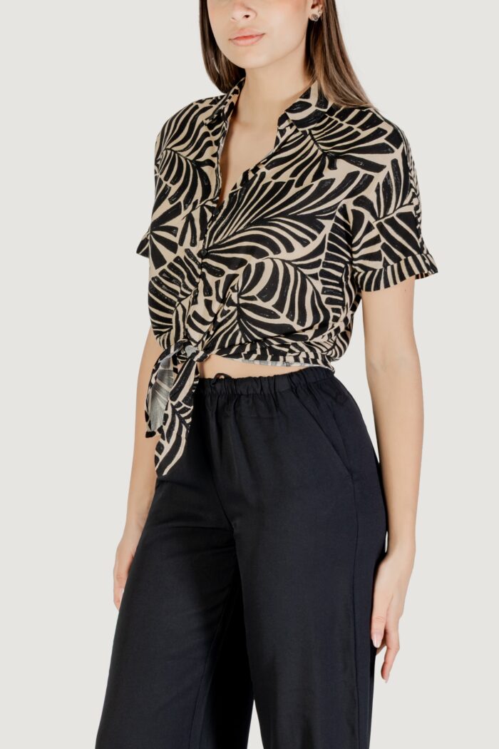 Camicia manica corta Only onlnova life vis s/s knot shirt aop Nero