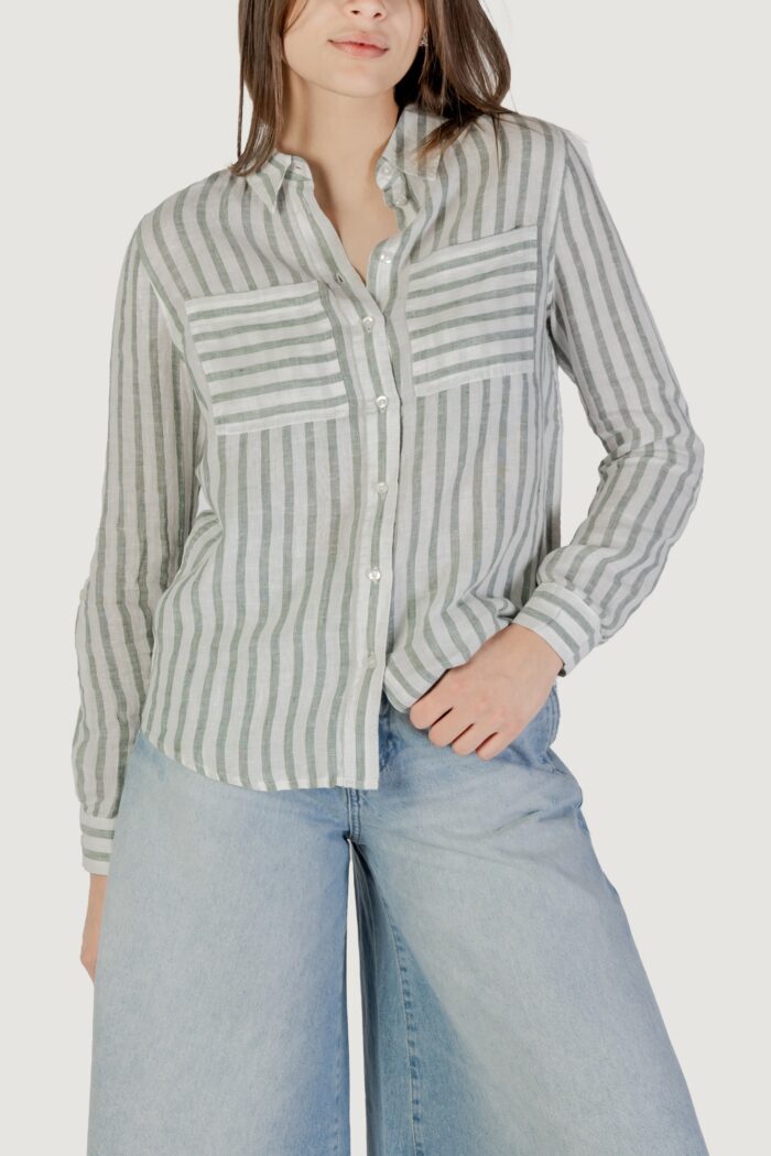 Camicia manica corta Street One striped shirtcollar Verde