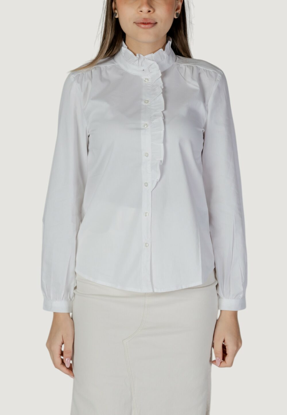 Camicia manica lunga Jacqueline de Yong jdymio l/s frill shirt wvn Bianco - Foto 1