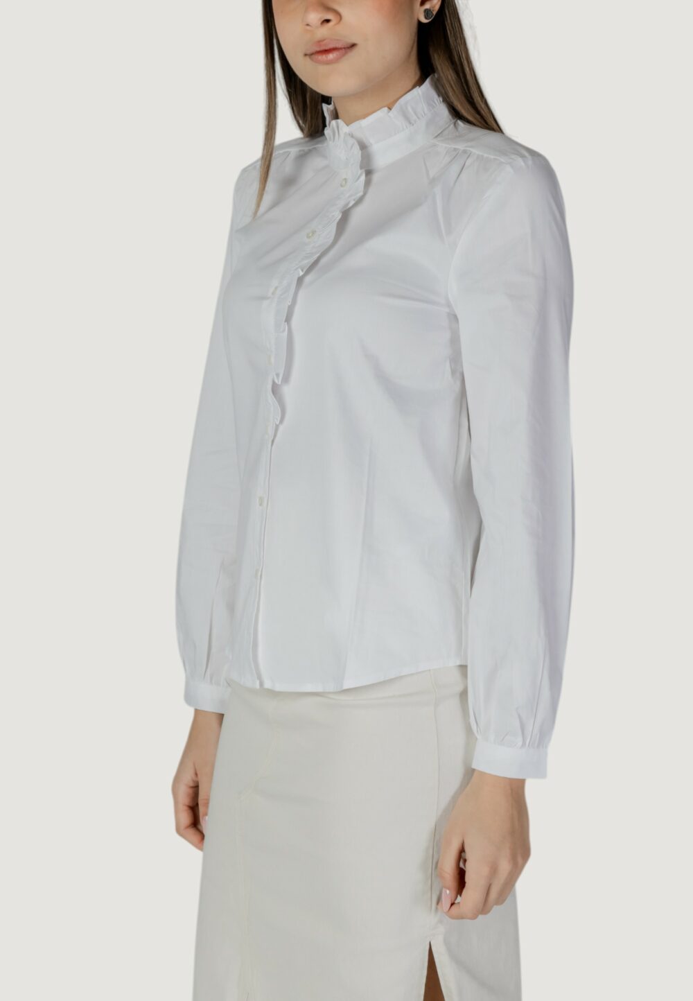 Camicia manica lunga Jacqueline de Yong jdymio l/s frill shirt wvn Bianco - Foto 2