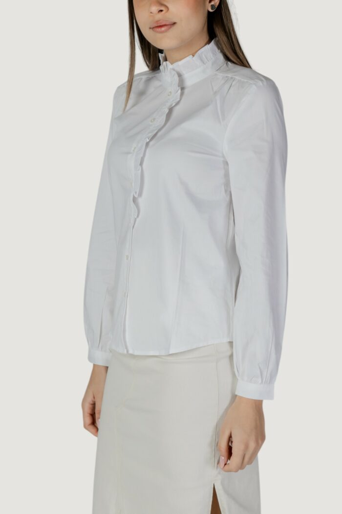 Camicia manica lunga Jacqueline de Yong jdymio l/s frill shirt wvn Bianco