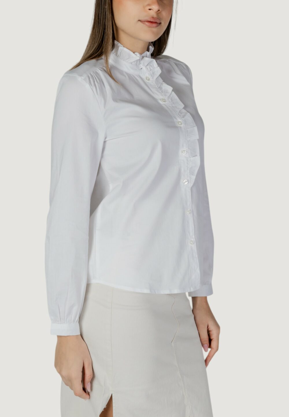 Camicia manica lunga Jacqueline de Yong jdymio l/s frill shirt wvn Bianco - Foto 3