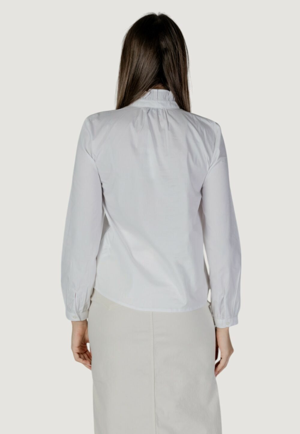 Camicia manica lunga Jacqueline de Yong jdymio l/s frill shirt wvn Bianco - Foto 4