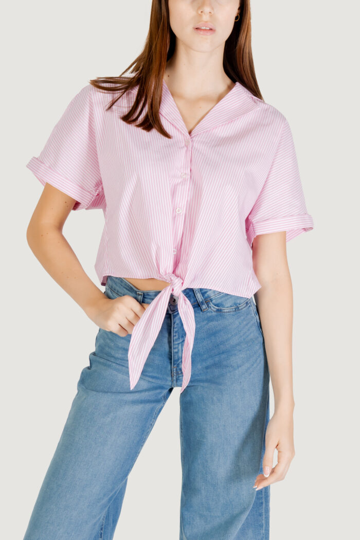 Camicia manica lunga Jacqueline de Yong jdymio s/s knot shirt wvn dia Rosa
