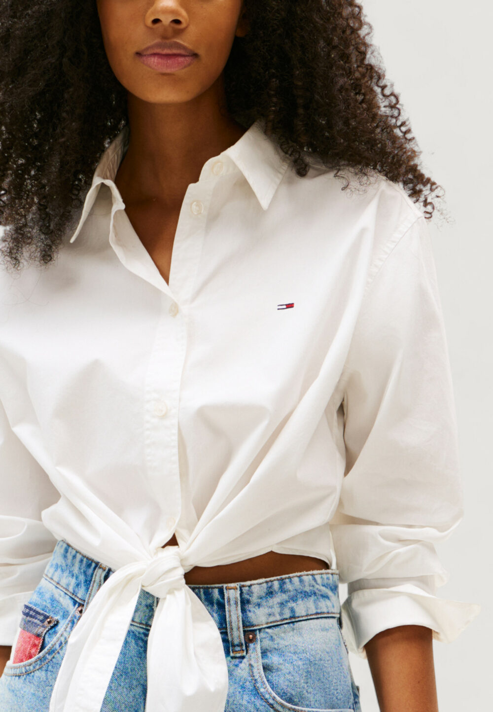 Camicia manica lunga Tommy Hilfiger Jeans tjw ls tie front shi Panna - Foto 2
