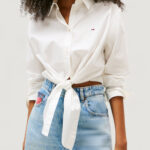 Camicia manica lunga Tommy Hilfiger Jeans tjw ls tie front shi Panna - Foto 1