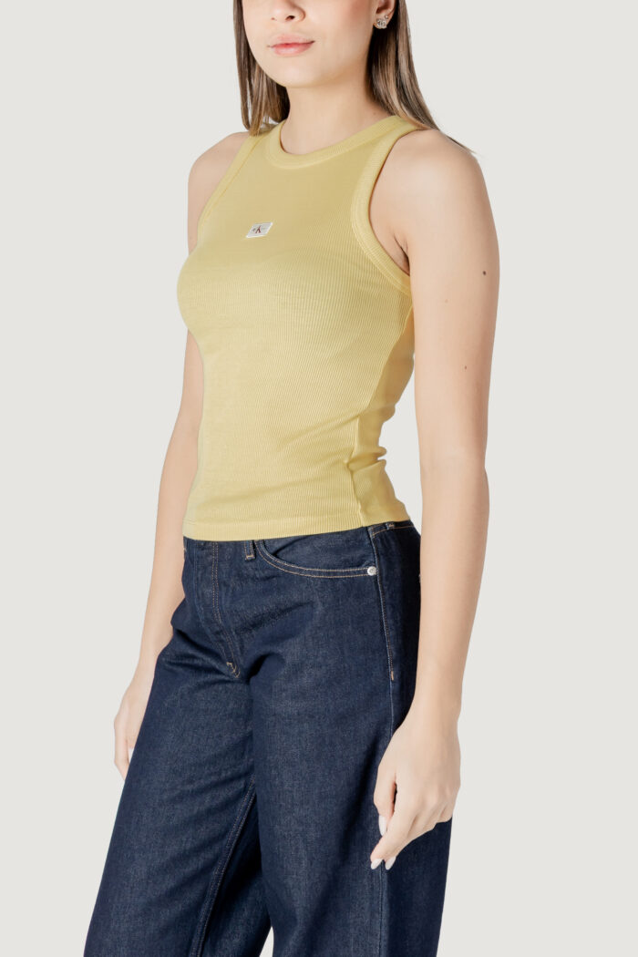 Canotta Calvin Klein Jeans washed woven label Giallo lime