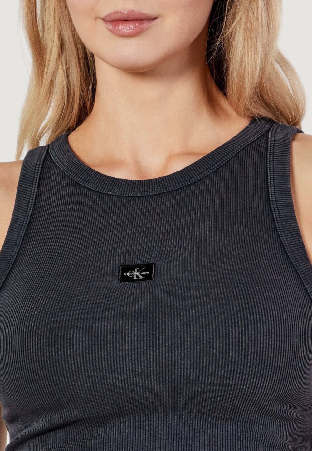 Canotta Calvin Klein Jeans washed woven label Grigio Scuro - Foto 2