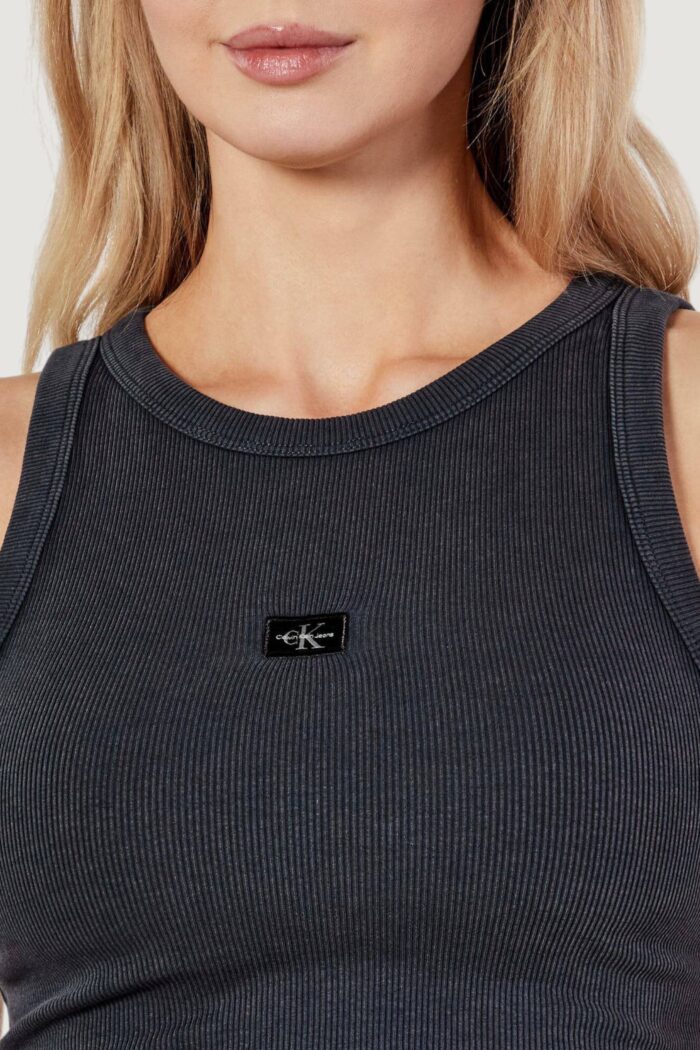 Canotta Calvin Klein Jeans washed woven label Grigio Scuro