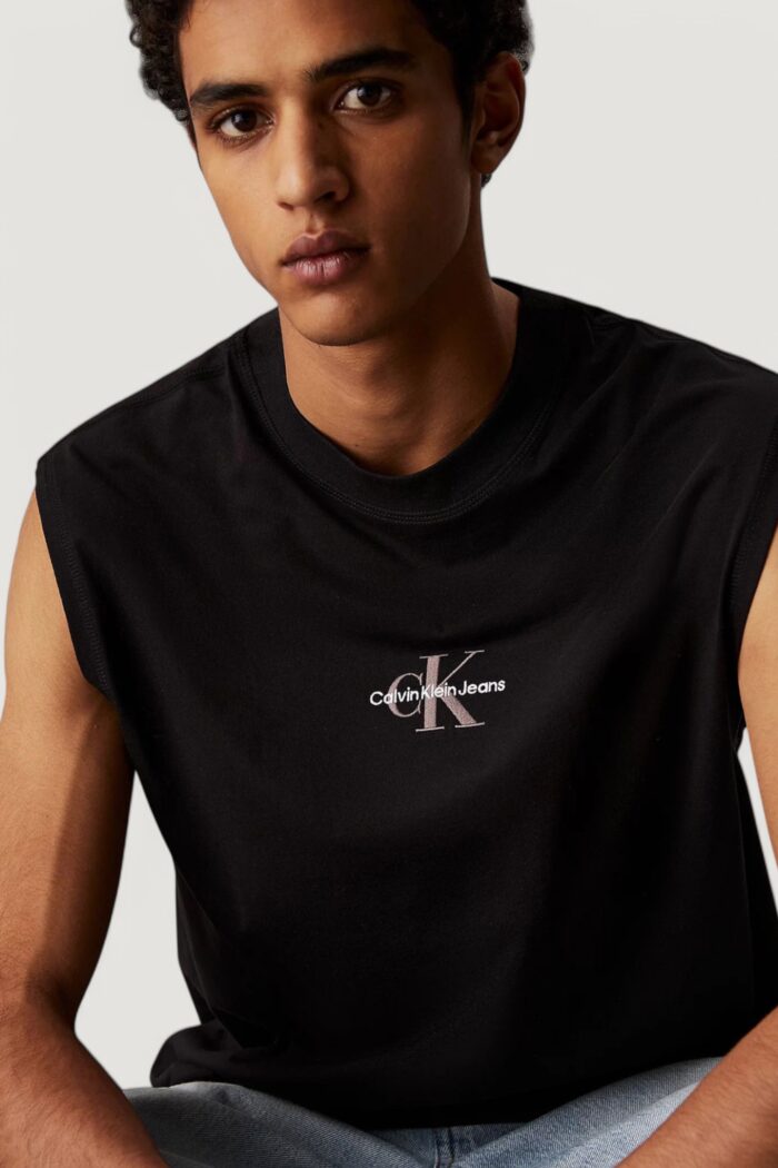 Canotta Calvin Klein Jeans monologo sleeveless tee Nero