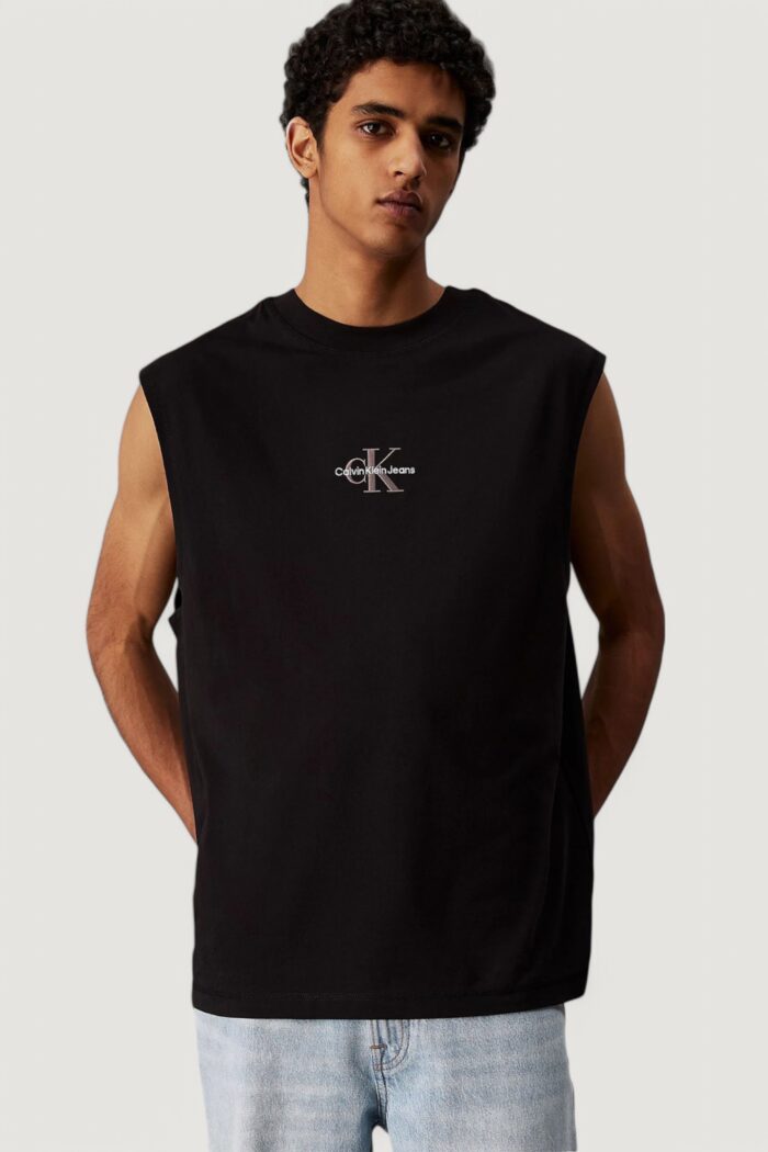 Canotta Calvin Klein Jeans monologo sleeveless tee Nero