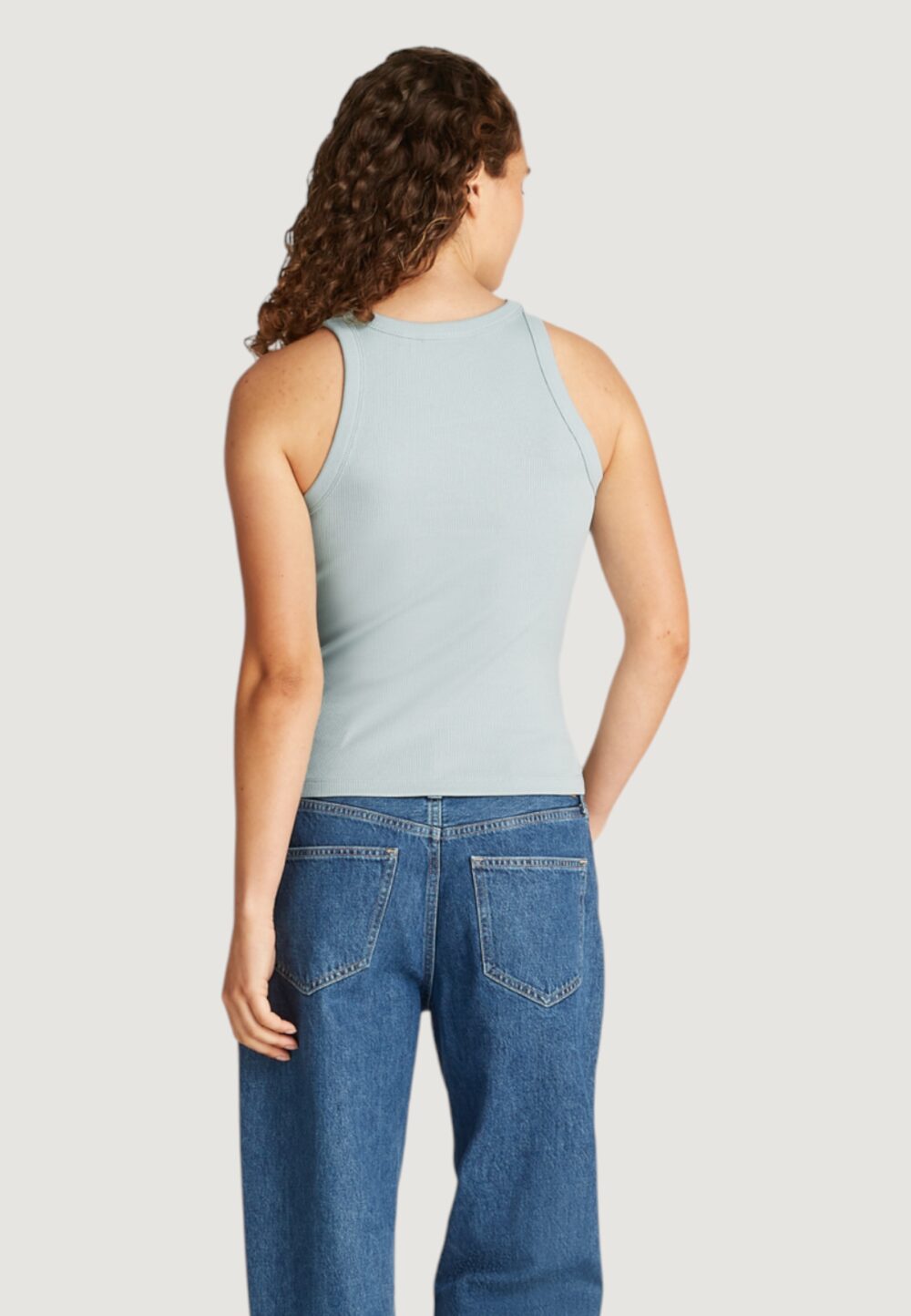 Canotta Calvin Klein Jeans monologo rib tank Tiffany - Foto 4