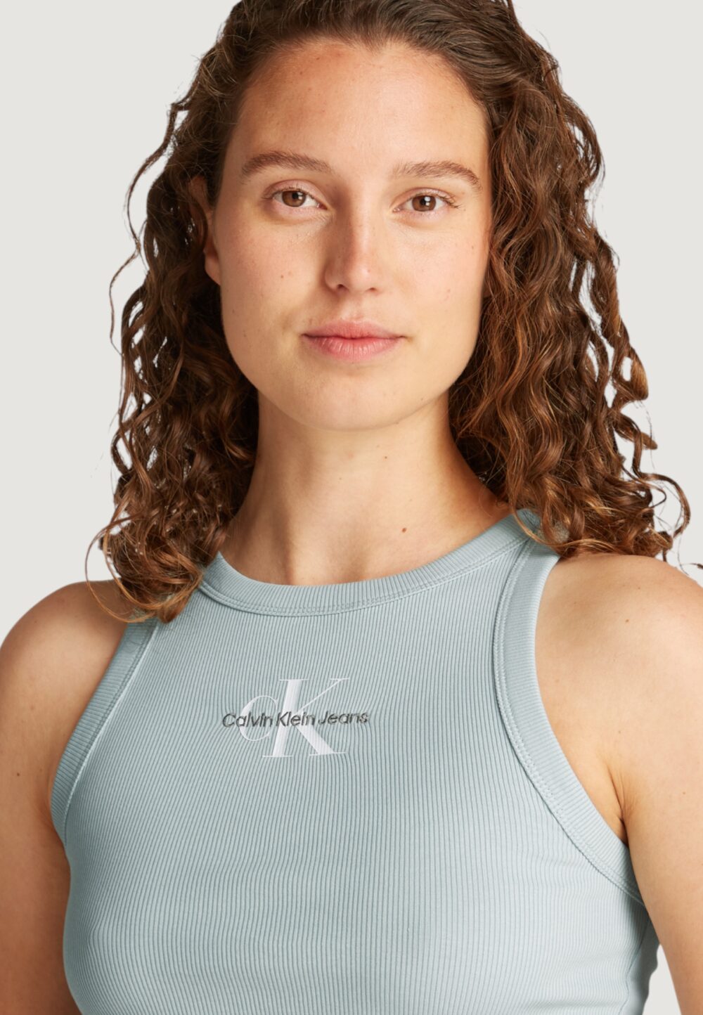 Canotta Calvin Klein Jeans monologo rib tank Tiffany - Foto 2