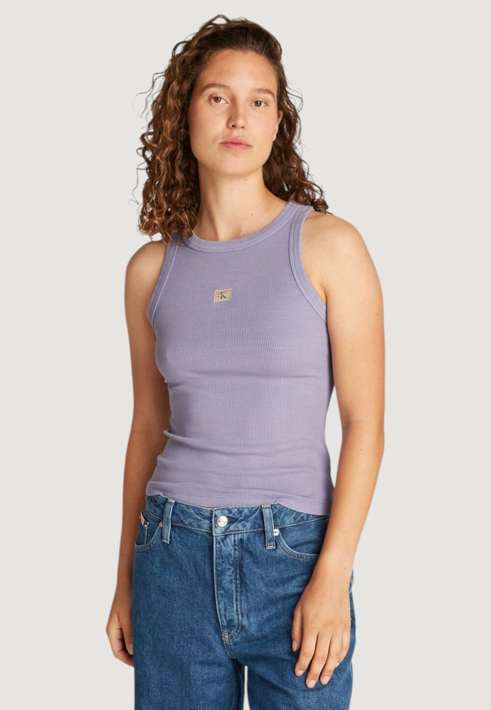 Canotta Calvin Klein Jeans washed woven label Viola - Foto 1