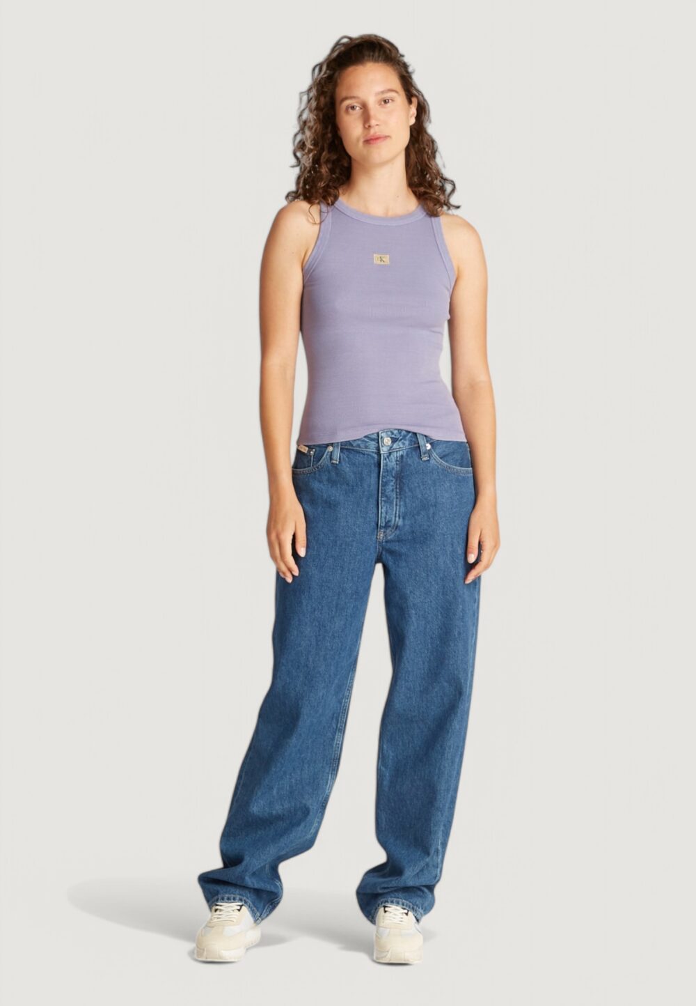 Canotta Calvin Klein Jeans washed woven label Viola - Foto 3