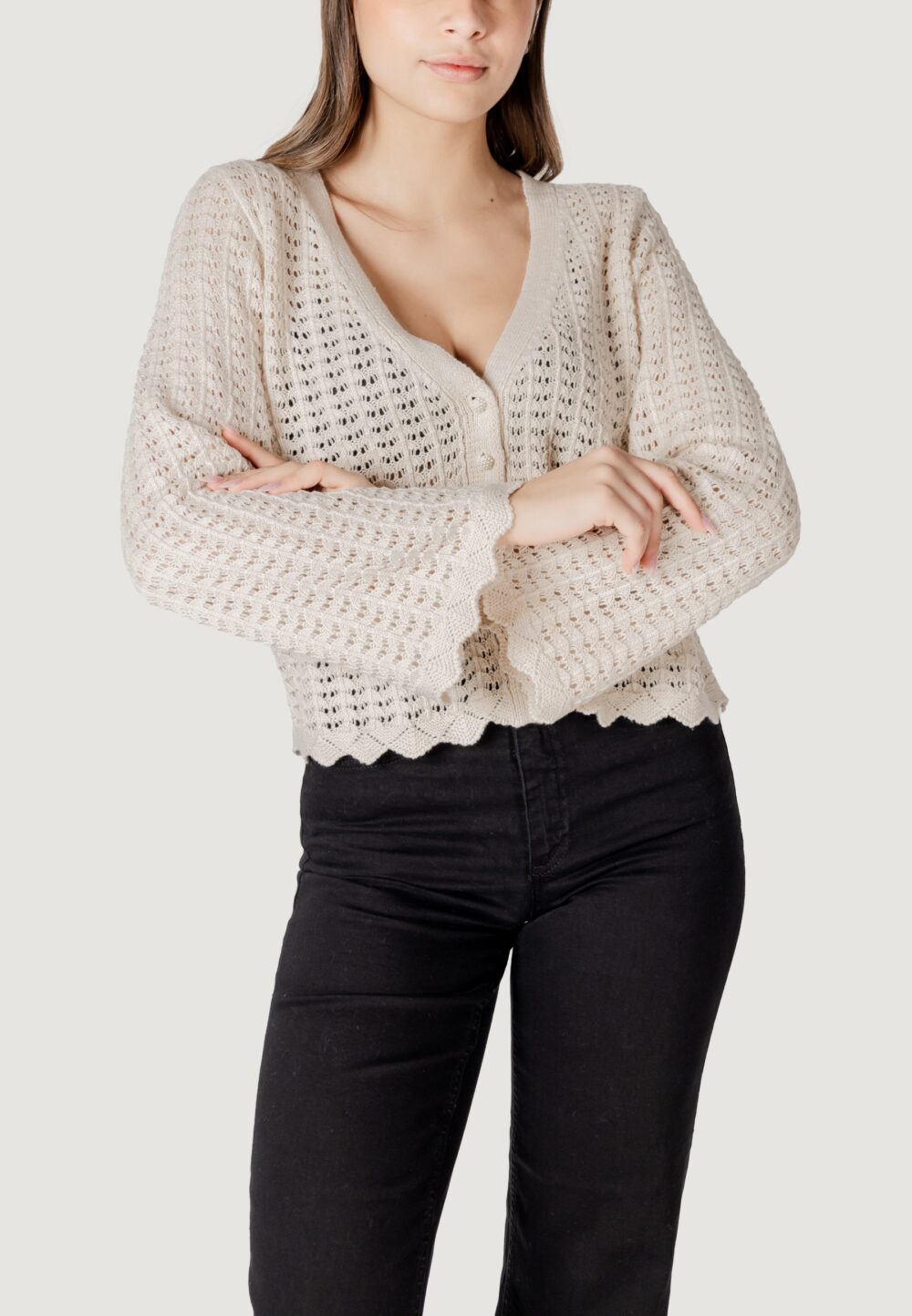 Cardigan Only onlasa ls structure Beige chiaro - Foto 1
