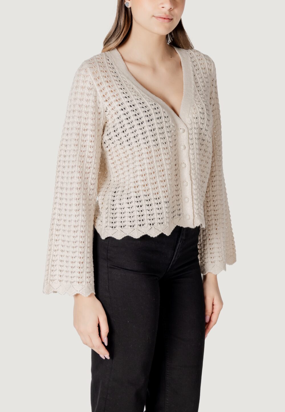Cardigan Only onlasa ls structure Beige chiaro - Foto 3