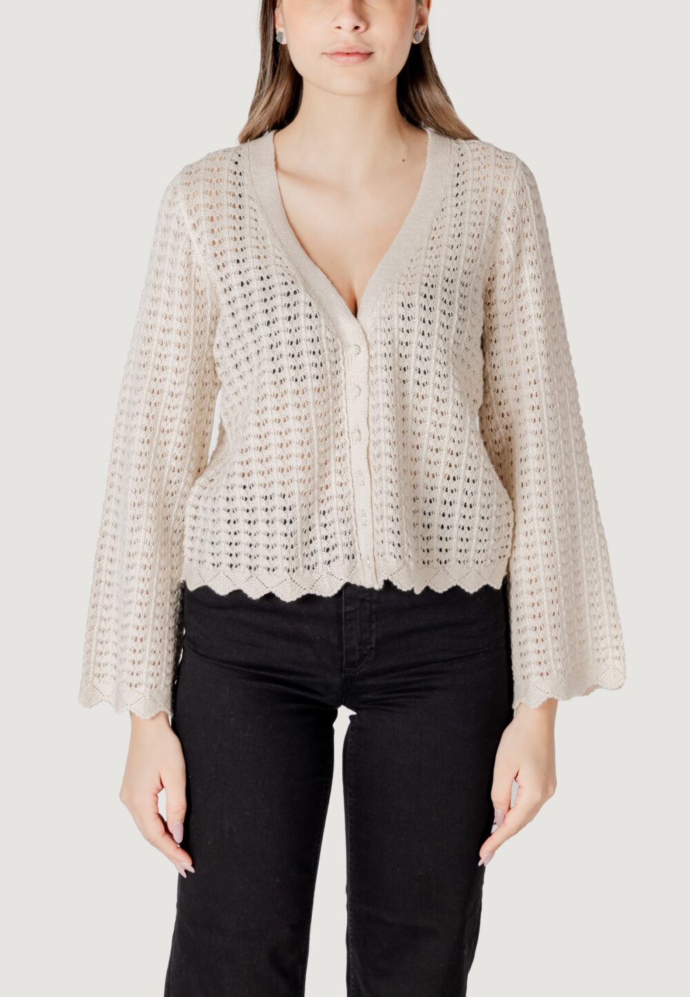 Cardigan Only onlasa ls structure Beige chiaro - Foto 5