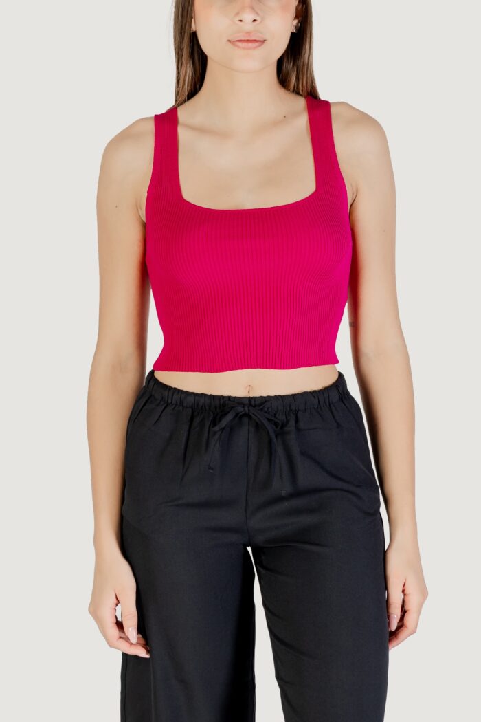 Canotta Only onltatianna sl cropped square neck knt Fuxia
