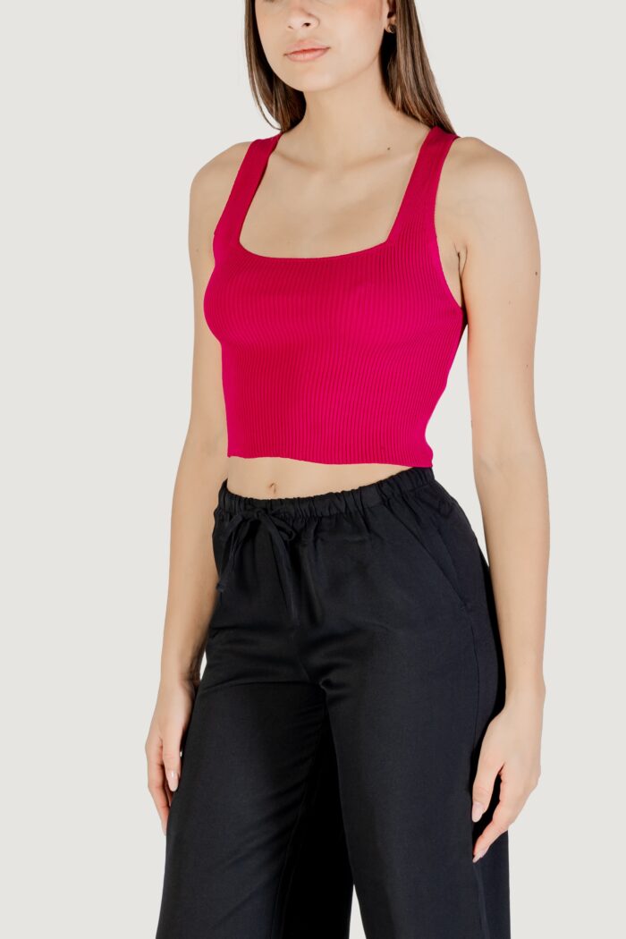 Canotta Only onltatianna sl cropped square neck knt Fuxia