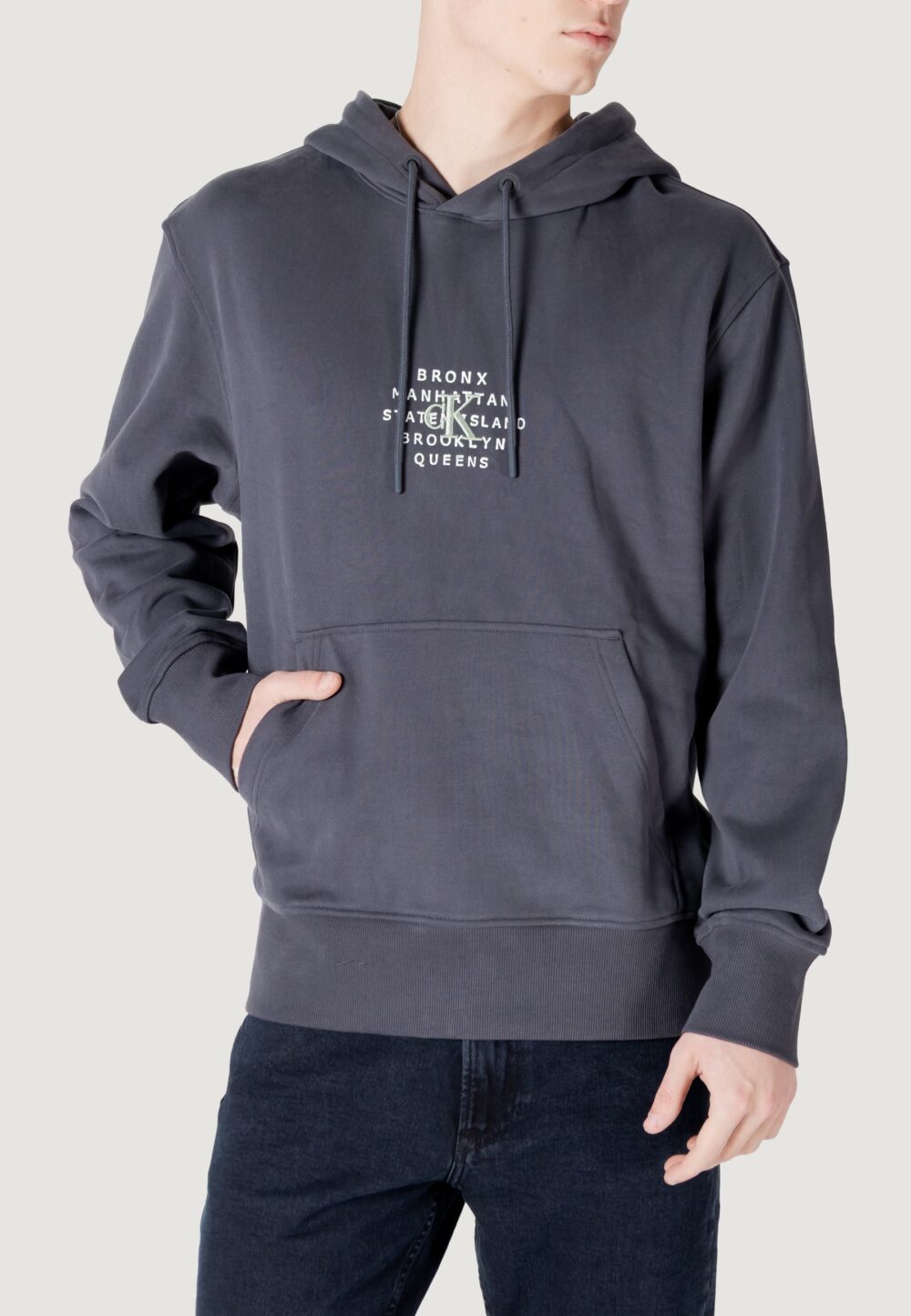 Felpa con cappuccio Calvin Klein Jeans nyc stamp graphic ho Antracite - Foto 1