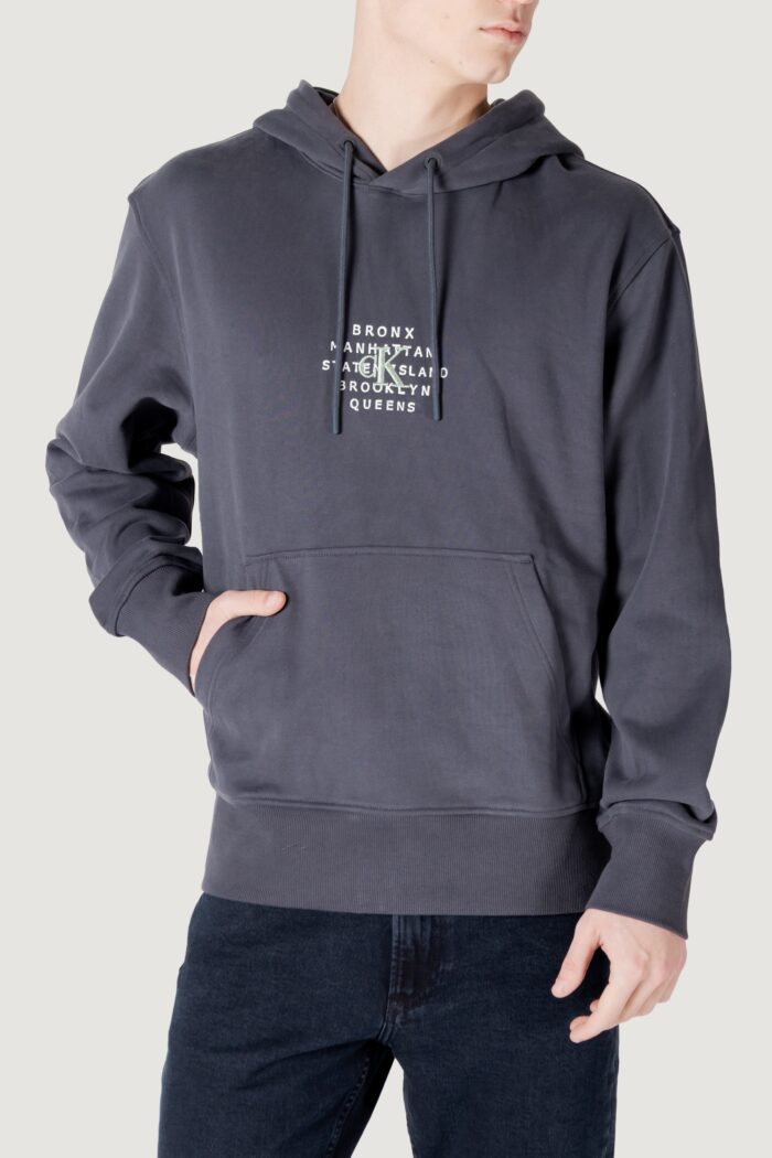 Felpa con cappuccio Calvin Klein Jeans nyc stamp graphic ho Antracite